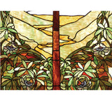 29"W X 48"H Tiffany Tree Of Life Floral Stained Glass Window