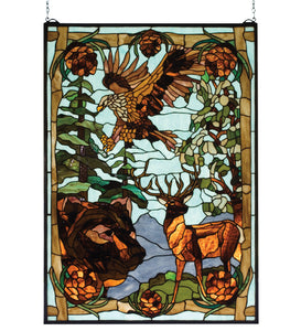 25"W X 35"H Wilderness Stained Glass Window-