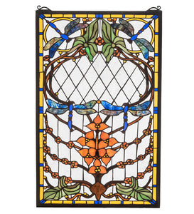 14"W Dragonfly Allure Stained Glass Window
