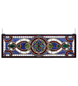 35"W X 11"H Evelyn Transom Victorian Stained Glass Window