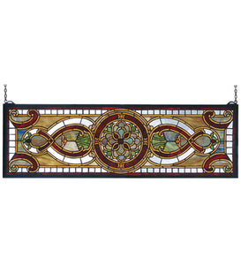 35"W X 11"H Evelyn In Topaz Transom Stained Glass Window