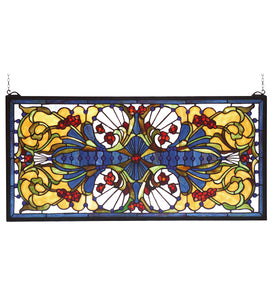 29"W X 14"H Sonja Transom Floral Stained Glass Window