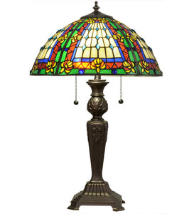 24.5"H Stained Glass Fleur-De-Lis Table Lamp