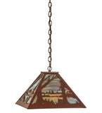 17.5"Sq Quiet Pond Rustic Lodge Pendant