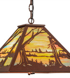 17.5"Sq Quiet Pond Rustic Lodge Pendant