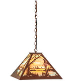 17.5"Sq Quiet Pond Rustic Lodge Pendant