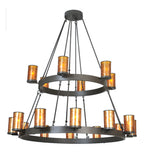 66"W Chappell 18 Lt Two Tier Mission Chandelier