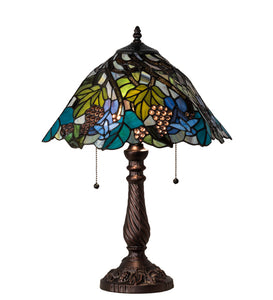 22"H Spiral Grape Floral Stained Glass Table Lamp