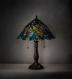 22"H Spiral Grape Floral Stained Glass Table Lamp