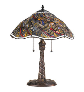23.5"H Spiral Dragonfly W/ Twisted Fly Mosaic Base Table Lamp