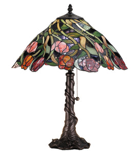 21"H Spiral Tulip Stained Glass Table Lamp