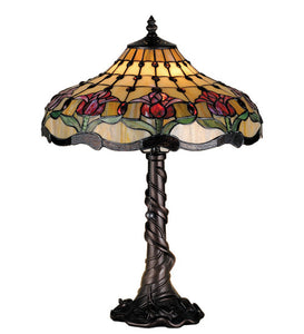 19.5"H Colonial Tulip Tiffany Floral Table Lamp