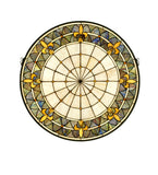 30"W X 30"H Fleur-De-Lis Medallion Stained Glass Window