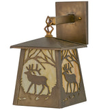 7"W Elk At Dawn Hanging Outdoor Wall Sconce