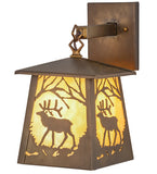 7"W Elk At Dawn Hanging Outdoor Wall Sconce