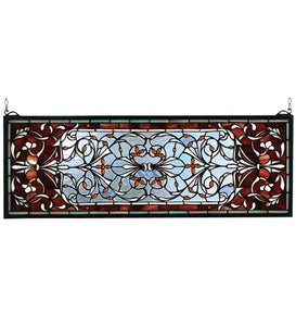28"W X 10"H Versaille Transom Stained Glass Window