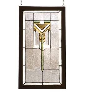 17"W X 30"H Prairie Wood Frame Stained Glass Window