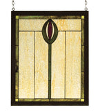 14"W X 17"H Spear Wood Frame Stained Glass Window