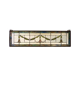 31.5"W X 8"H Garland Swag Transom Stained Glass Window