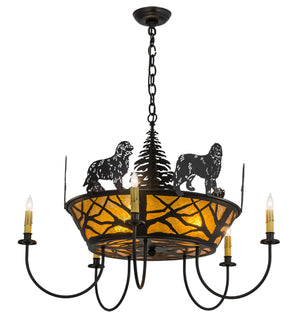 32"W Big Dogs 5 Lt Chandelier