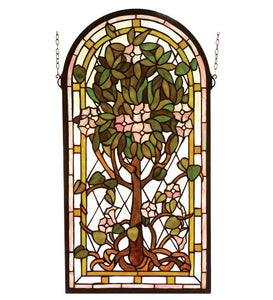 15"W X 29"H Arched Tree Of Life Stained Glass Window-