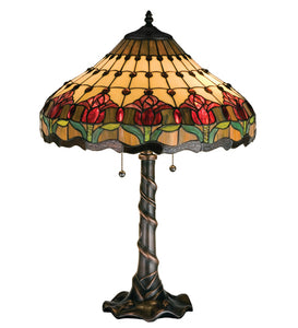 25.5"H  Colonial Tulip Stained Glass Table Lamp