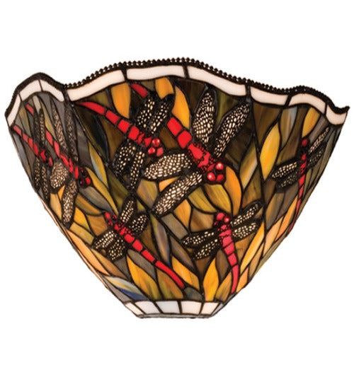 12"W Spiral Dragonfly Stained Glass Wall SconceFor Style And Function