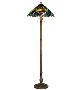 64.5"H Spiral Grape Stained Glass Floor Lamp