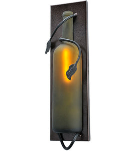 4"W Tuscan Vineyard Frosted Green Wine Bottle Wall Sconce