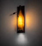 4"W Tuscan Vineyard Frosted Amber Wine Bottle Pocket Wall Sconce